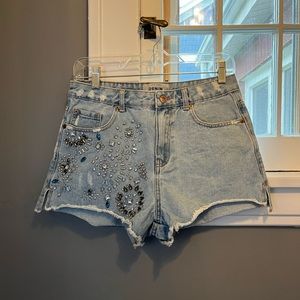 New Look Denim Shorts w/Jewels - Size 6